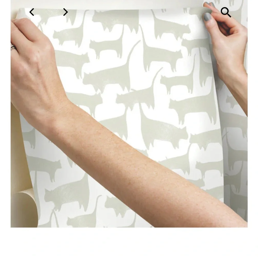 York Cat Tails Premium Peel + Stick Wallpaper Color: Neutral NWT